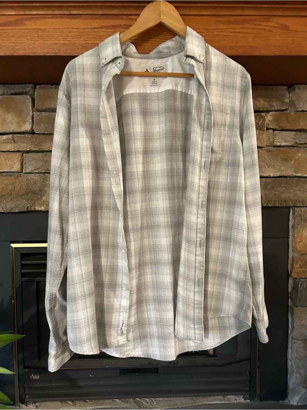 Original Penguin Men's Light Gray Plaid Button-Down Shirt